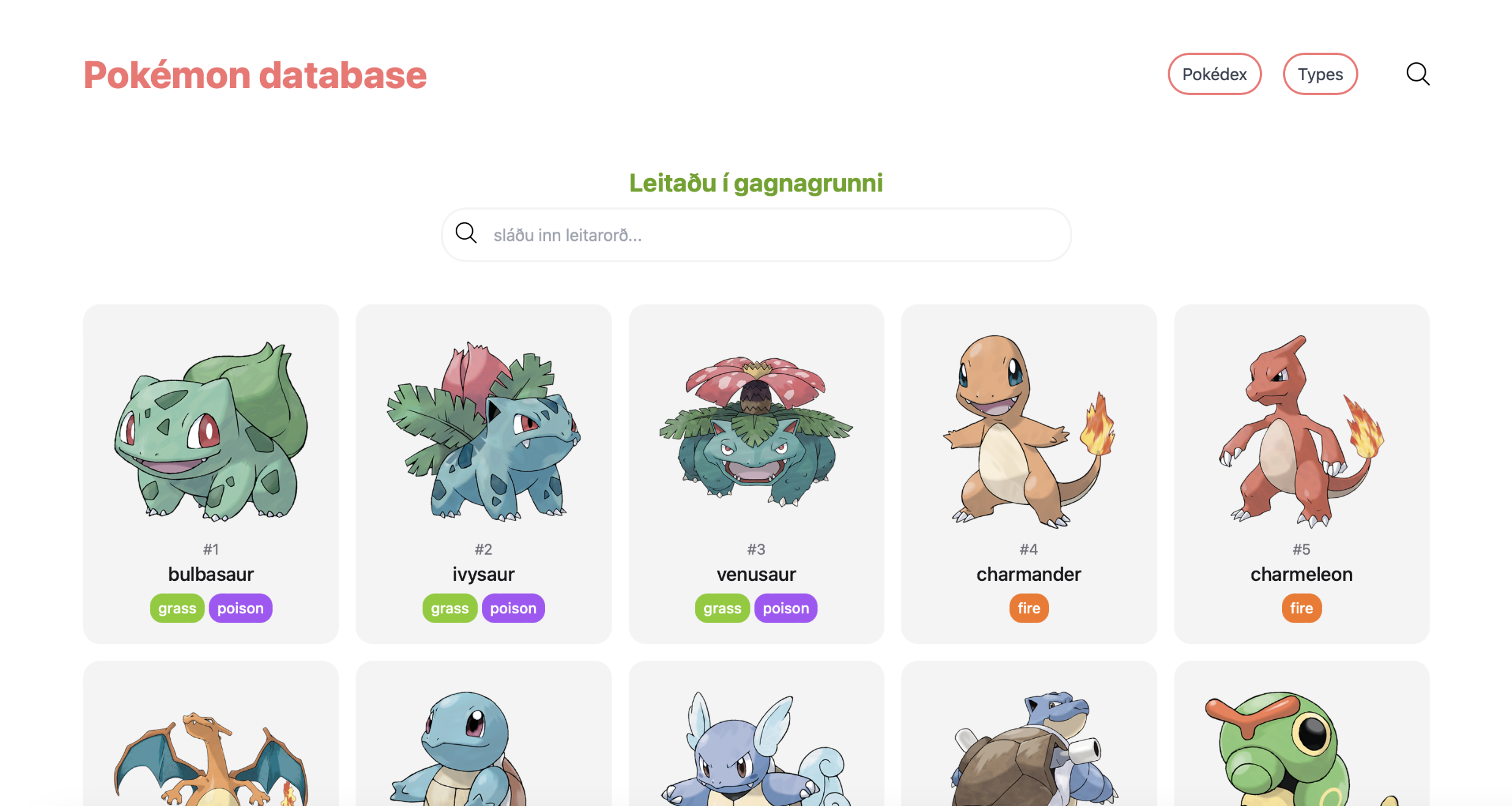 Screenshot of project website